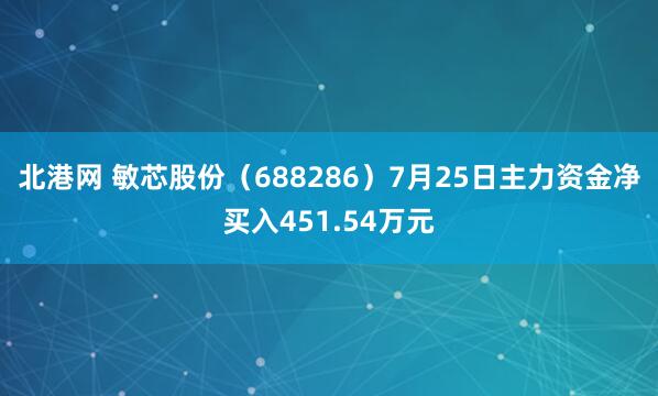 北港网 敏芯股份（688286）7月25日主力资金净买入451.54万元