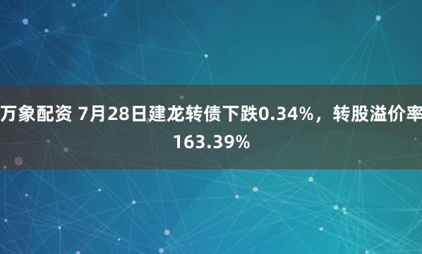 万象配资 7月28日建龙转债下跌0.34%，转股溢价率163.39%